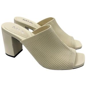 Mia Hilary rib-knit slip on comfy block heel sandals women’s Size 6 1/2M